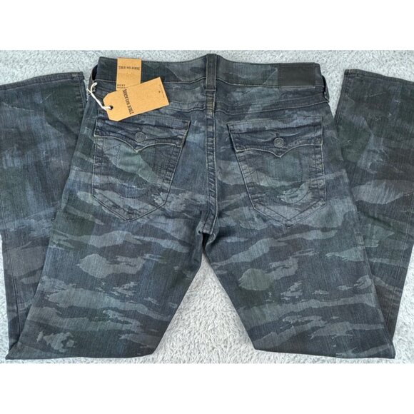 Vtg True Religion Mens Ricky Flap Straight Tiger Camo Jeans Size 26 NWT USA Made - Picture 14 of 16